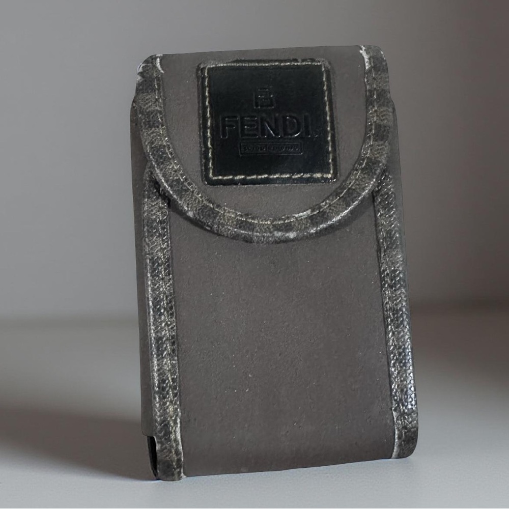 Fendi case/pouch brown Zucca Leather striped